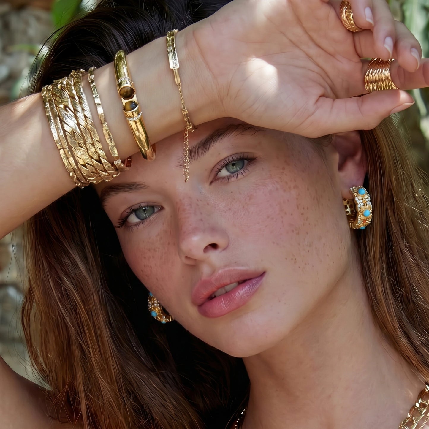 Tiger Eye Bangle - 18K Gold Plated