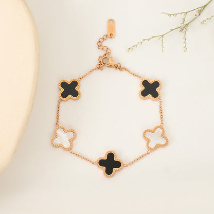 Rose Gold Lucky Clover Charm Bracelet