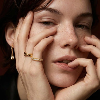 Spark Row Ring - 18K Gold-Plated