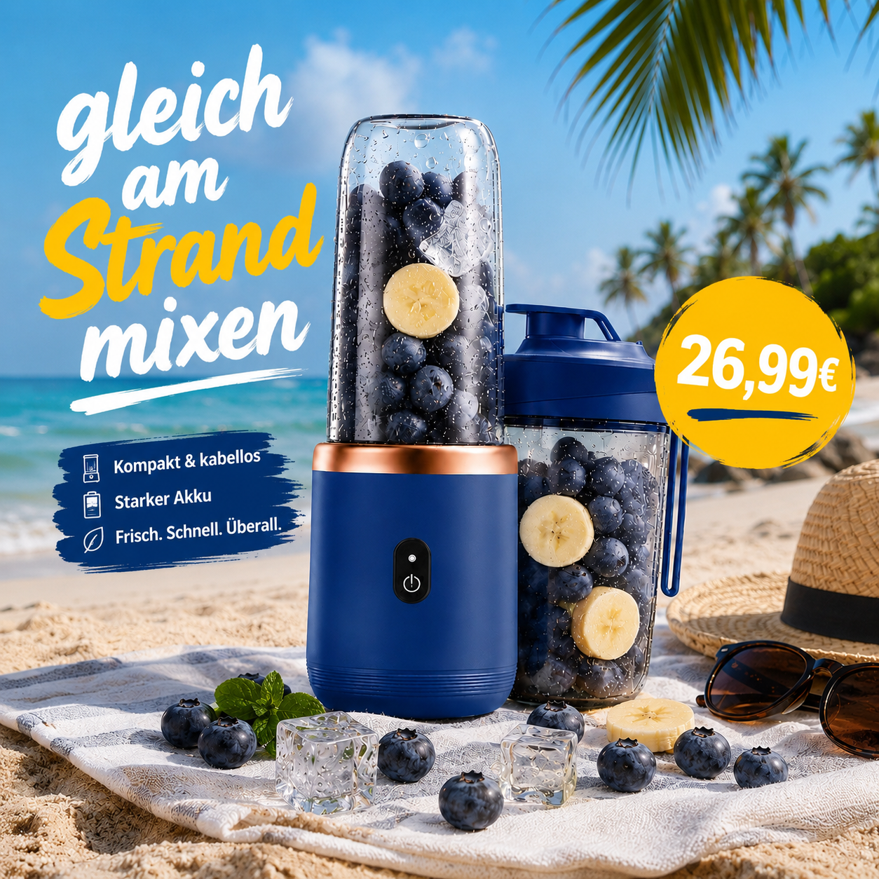 Mix & Go Reise-Mixer – Frische Smoothies jederzeit und überall