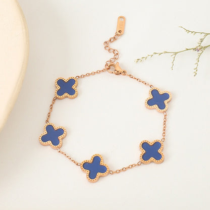 Rose Gold Lucky Clover Charm Bracelet