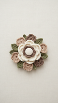 Crochet floral brooch pin