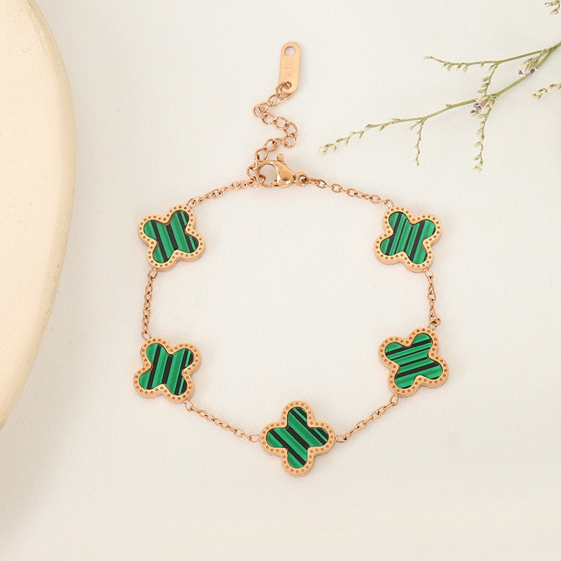 Rose Gold Lucky Clover Charm Bracelet