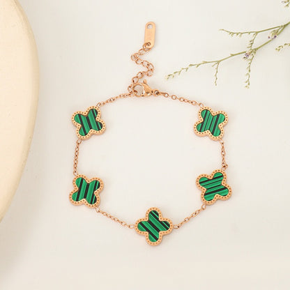 Rose Gold Lucky Clover Charm Bracelet