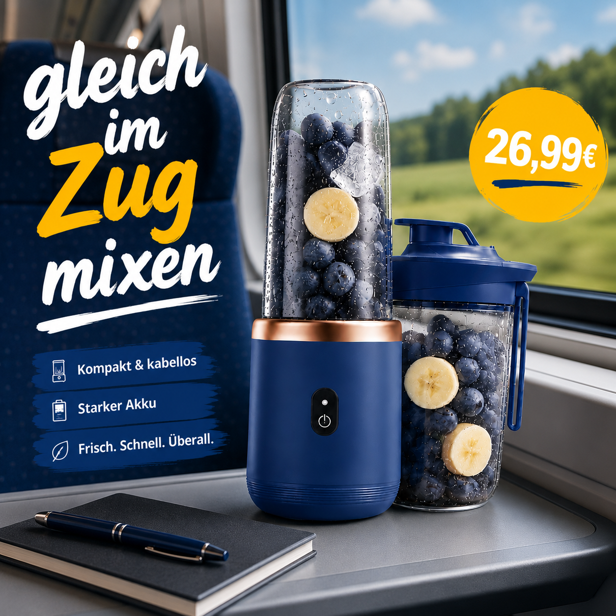 Mix & Go Reise-Mixer – Frische Smoothies jederzeit und überall